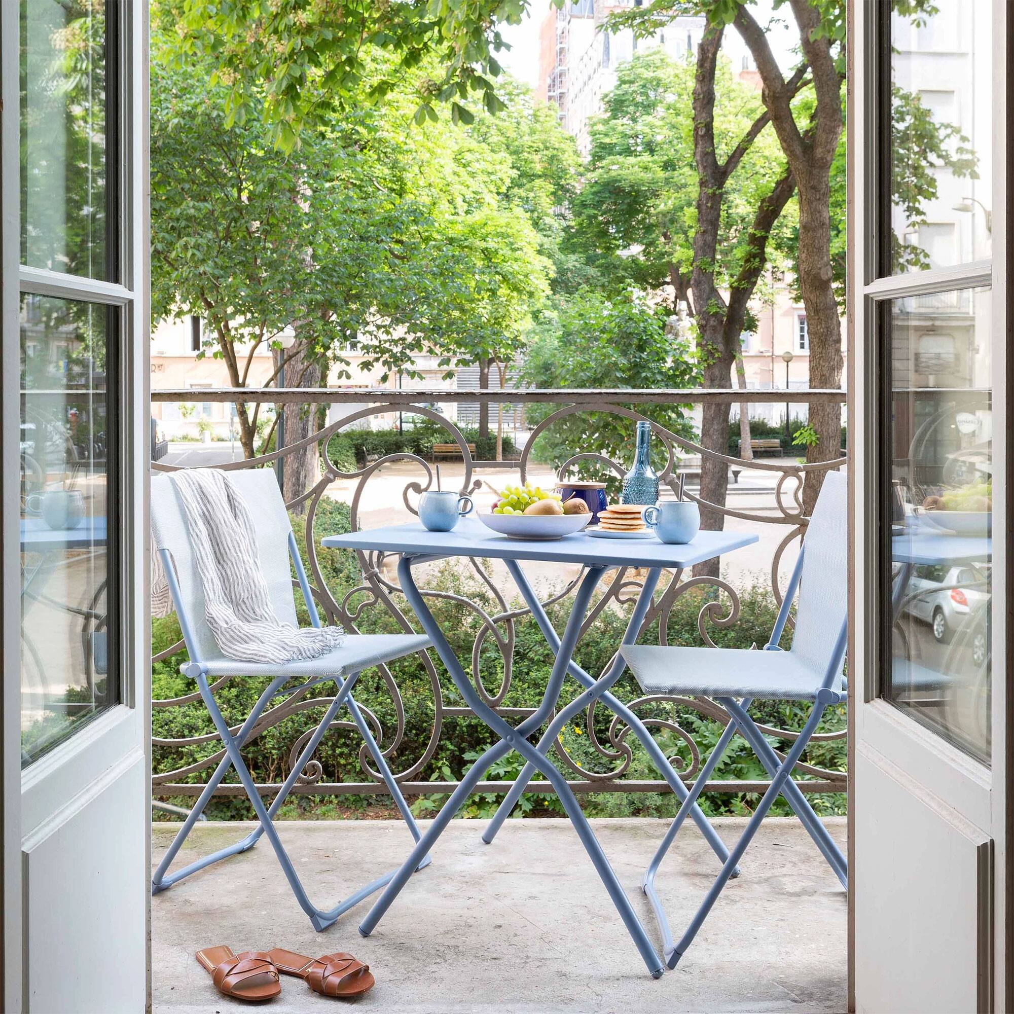 Alt View 7. Lafuma - Lafuma Balcony II Colorblock Steel Square Folding Outdoor Patio Table, Sky Blue - Sky Blue.