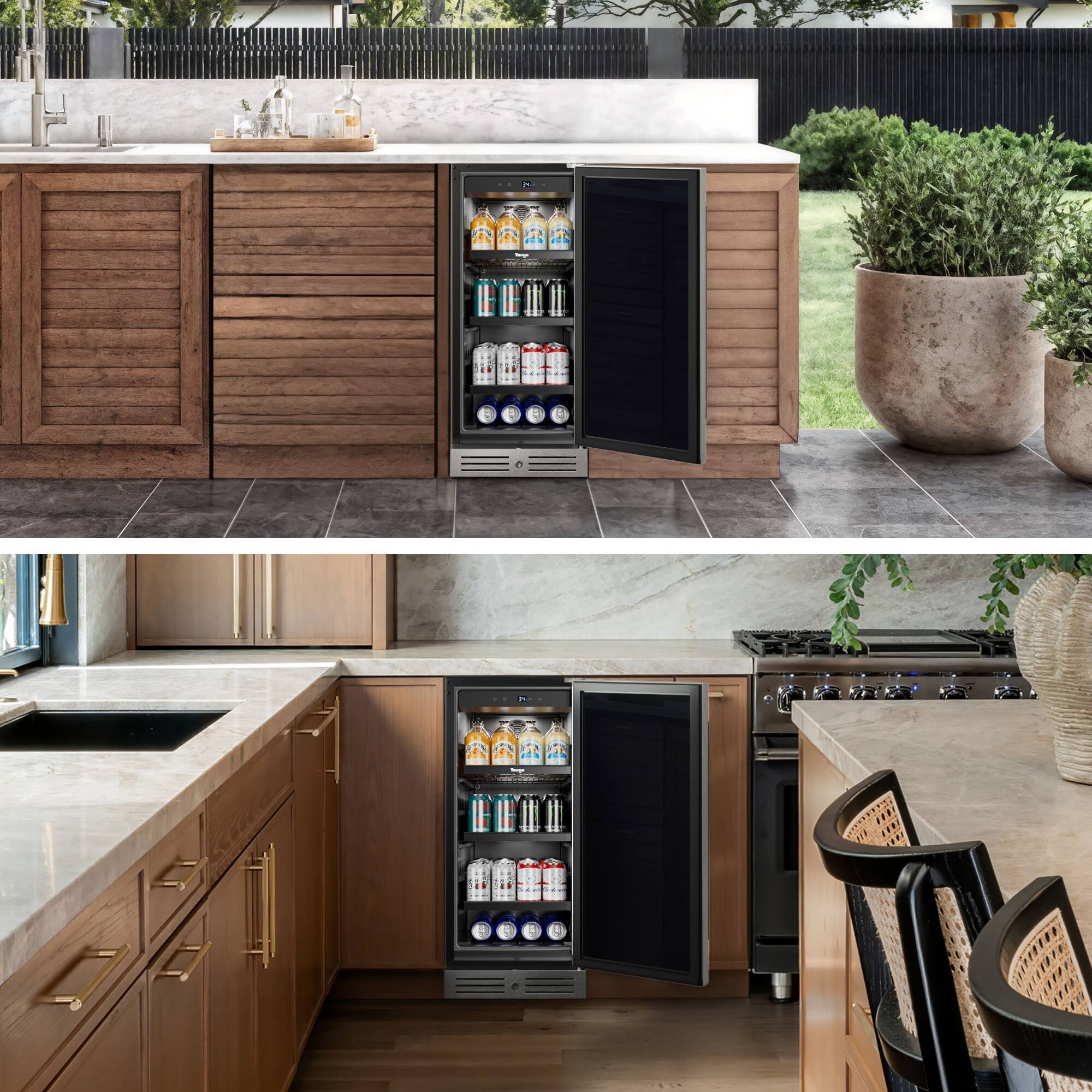 Alt View 7. Yeego - All-Weather Outdoor 15" Beverage Refrigerator, 100-Can Stainless Steel Cooler for Patio,Deck, Garage, or BBQ - Stainless Steel.