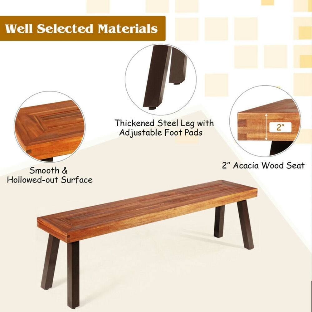 Well Selected Materials  
Thickened Steel Leg with Adjustable Foot Pads  
Smooth & Hollowed-out Surface  
2" Acacia Wood Seat