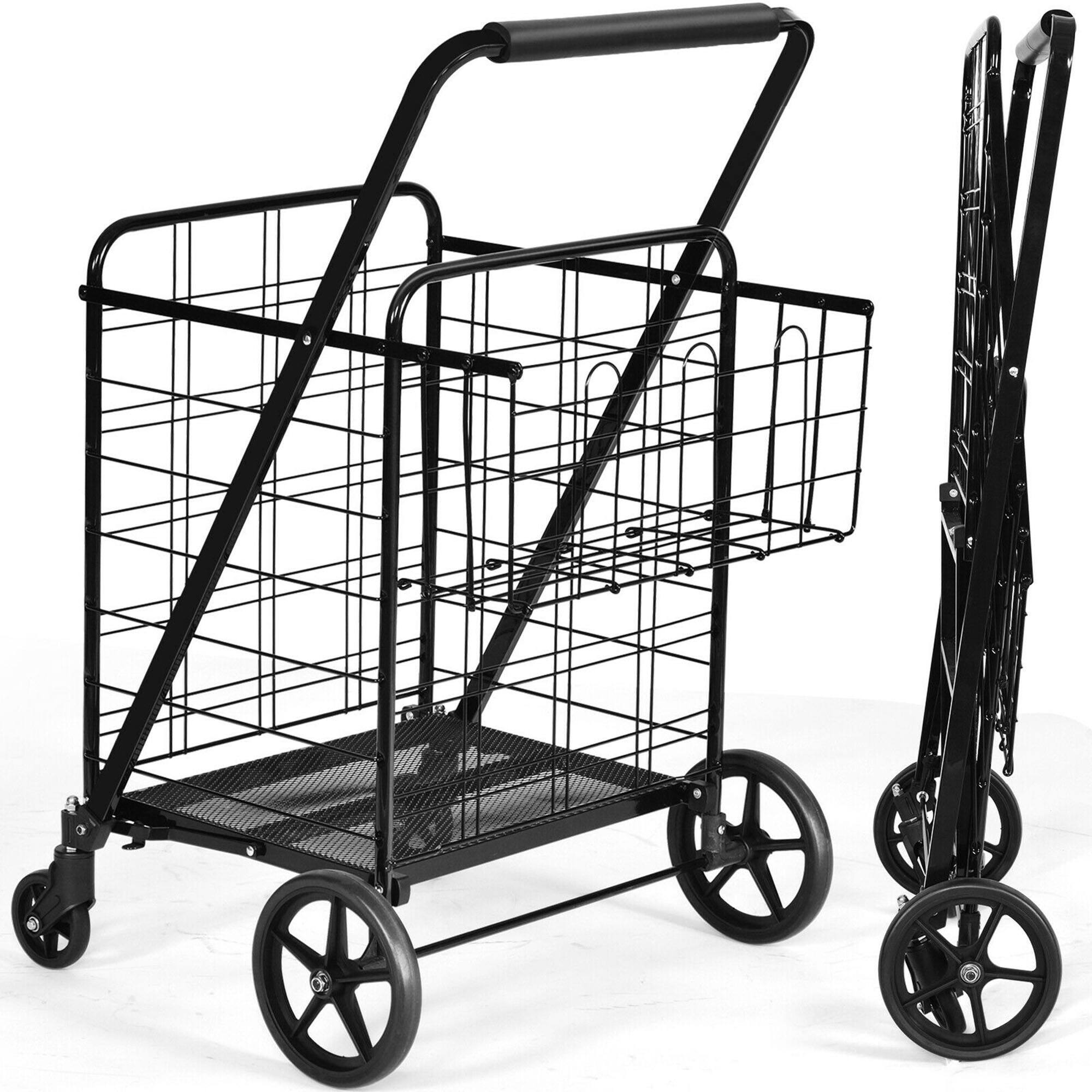 Alt View 18. Costway - Heavy Duty Folding Shopping Cart - Black.