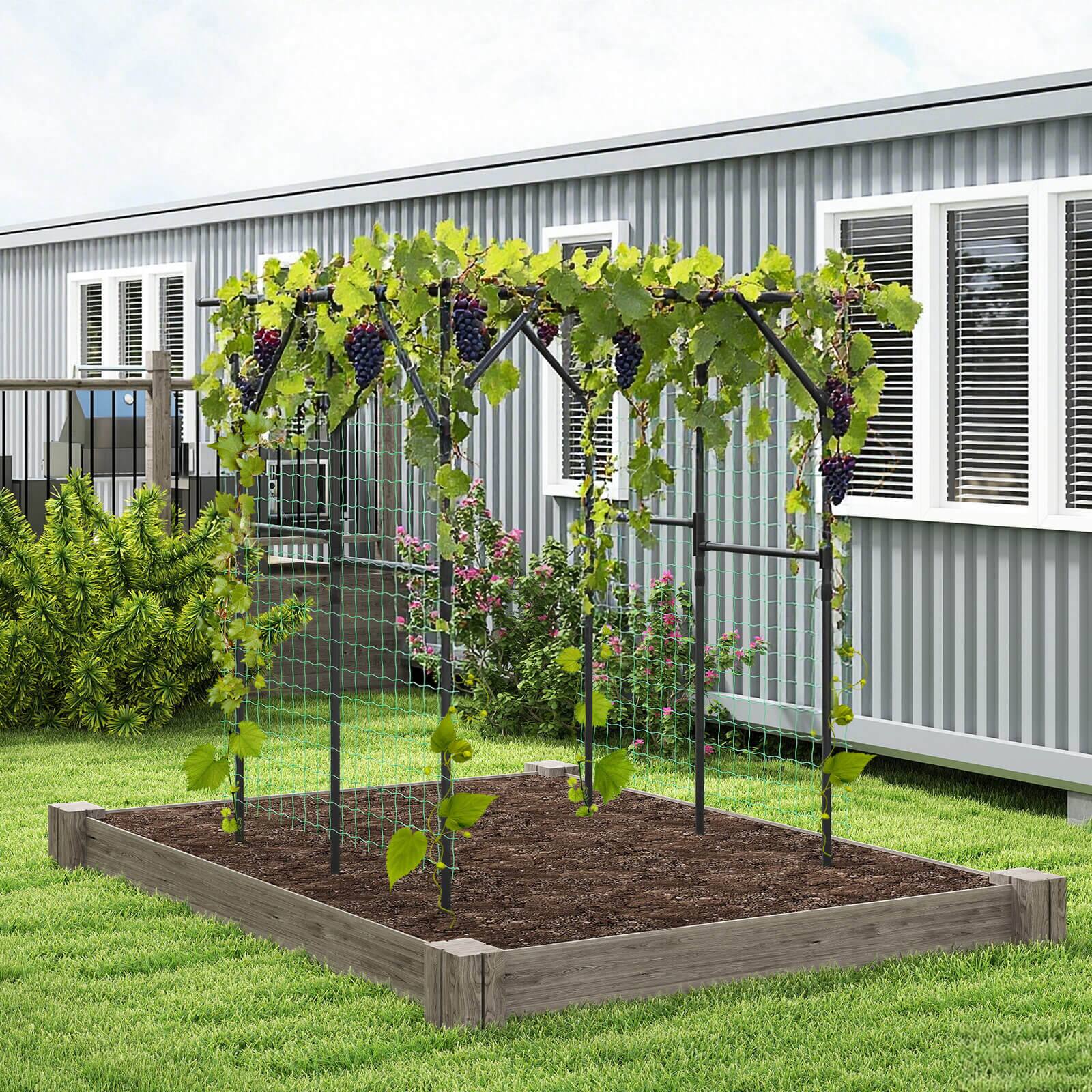 Alt View 3. Costway - Costway 79" x 59" x 78" Large Garden Arch Trellis for Tomato Cucumber Vegetable Rose - Black.
