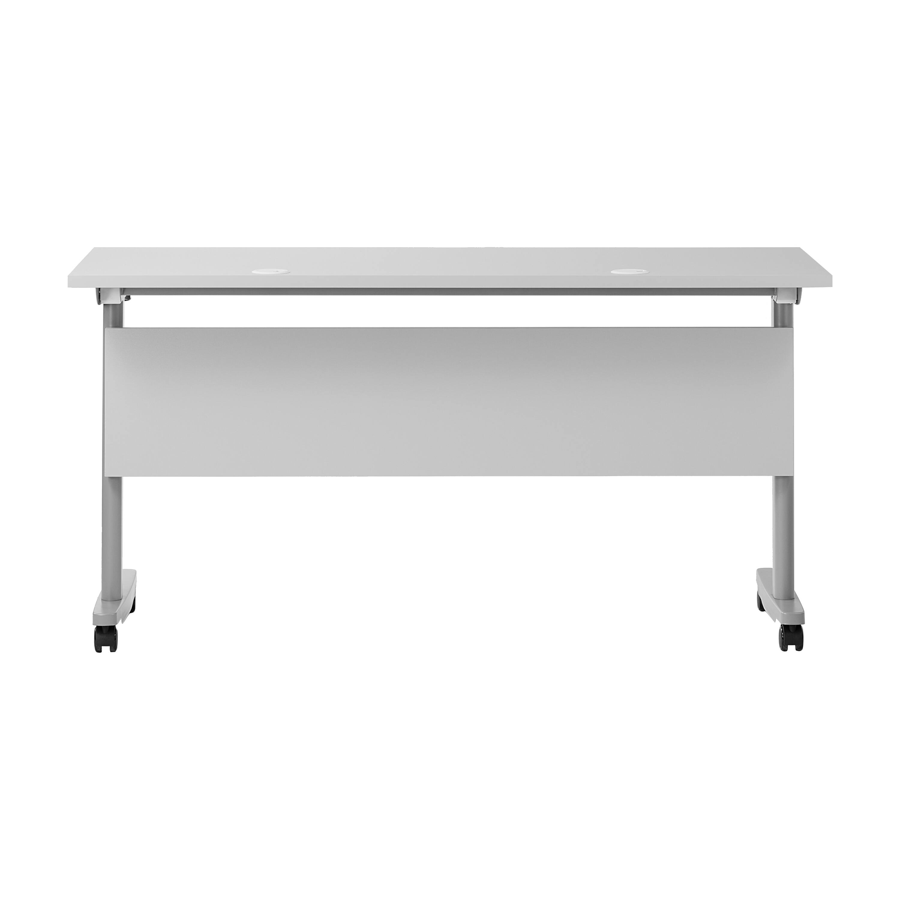 Alt View 5. Emma + Oliver - Hahn Heavy-Duty Flip Top Training Table with Nesting Design, Privacy Panel, T-Legs, Tabletop, Metal Frame - Gray Top/Gray Frame.