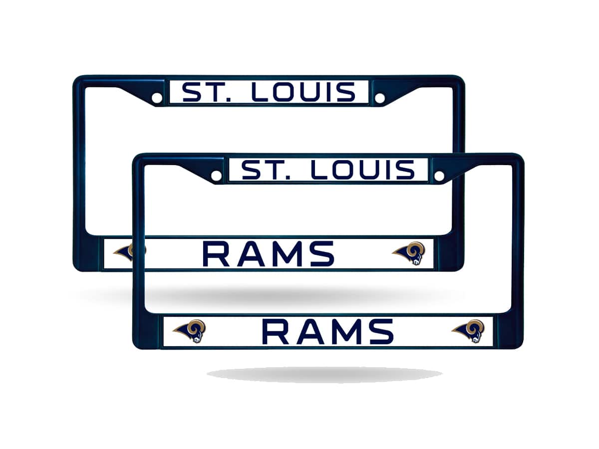 Rico Industries - Classic St Louis Football Rams Blue Painted Chrome Metal License Plate Frame - Set of 2 Frames - Multi