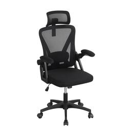 Pefilos - Ergonomic Mesh Office Chair, Adjustable Lumbar Support, 2D Headrest, Flip-up Armrests, Breathable Mesh - Black