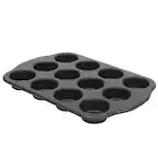 Front. Oster - Oster Teston Platinum Collection 12 Cup Nonstick Carbon Steel Muffin Pan in Matte Black - Matte Black.