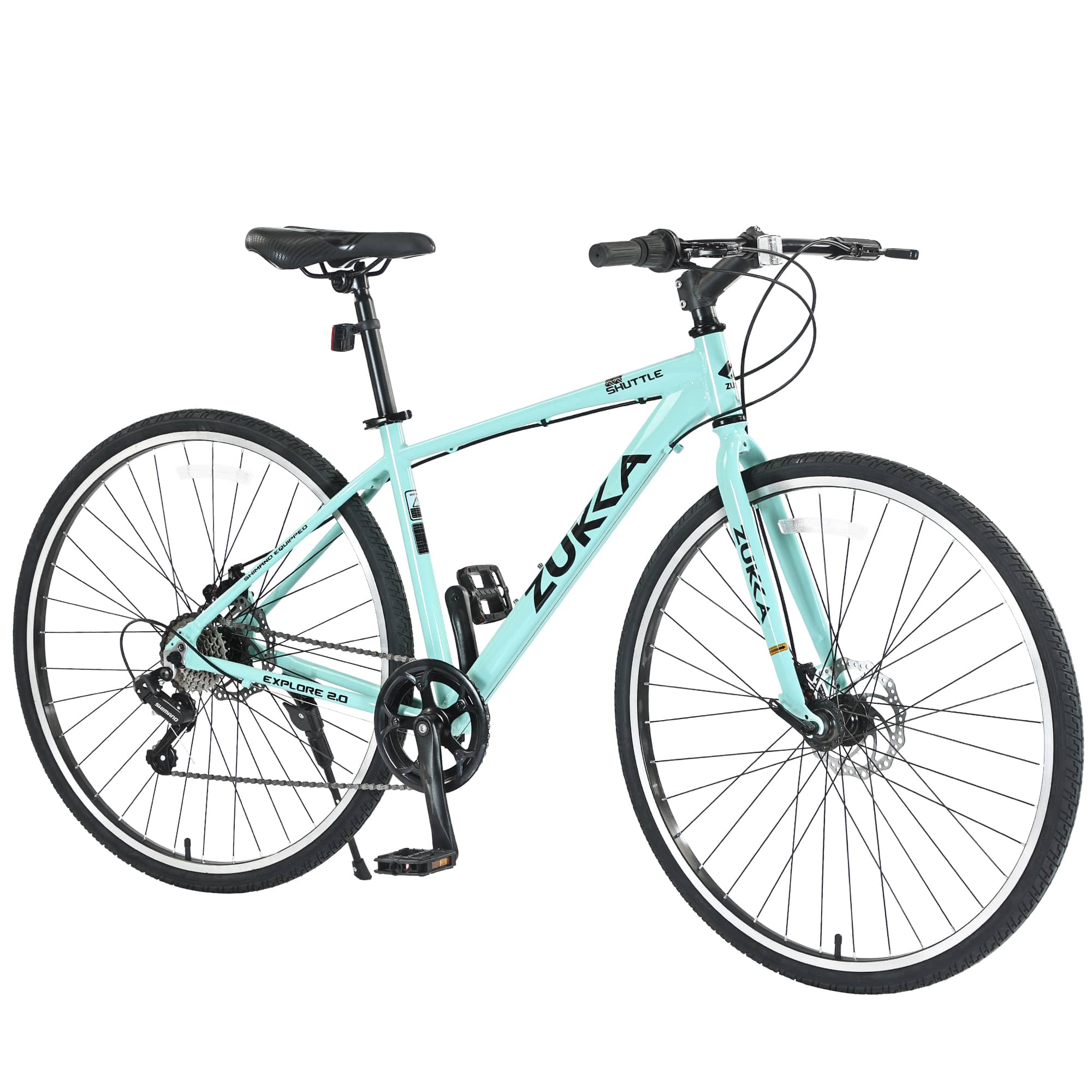 APRILSOUL - Shimano 7 Speed Hybrid Bike 700C Disc Brake Aluminum Frame City Bicycle - Green