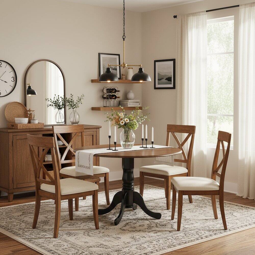 Alt View 1. FurniFact - Round Table - Brown.