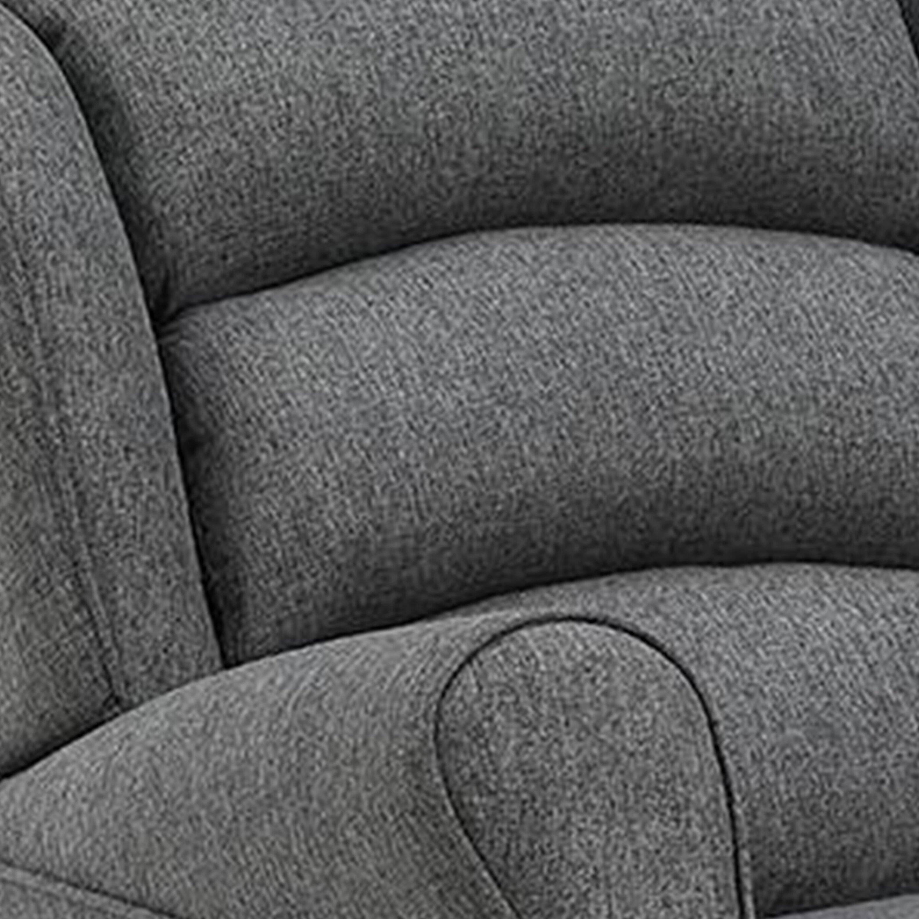 Alt View 2. Manhattan Lane - 34 Inch Rocking Chair, Wood Frame, Channel Tufted Gray Fabric Upholstery - Gray.