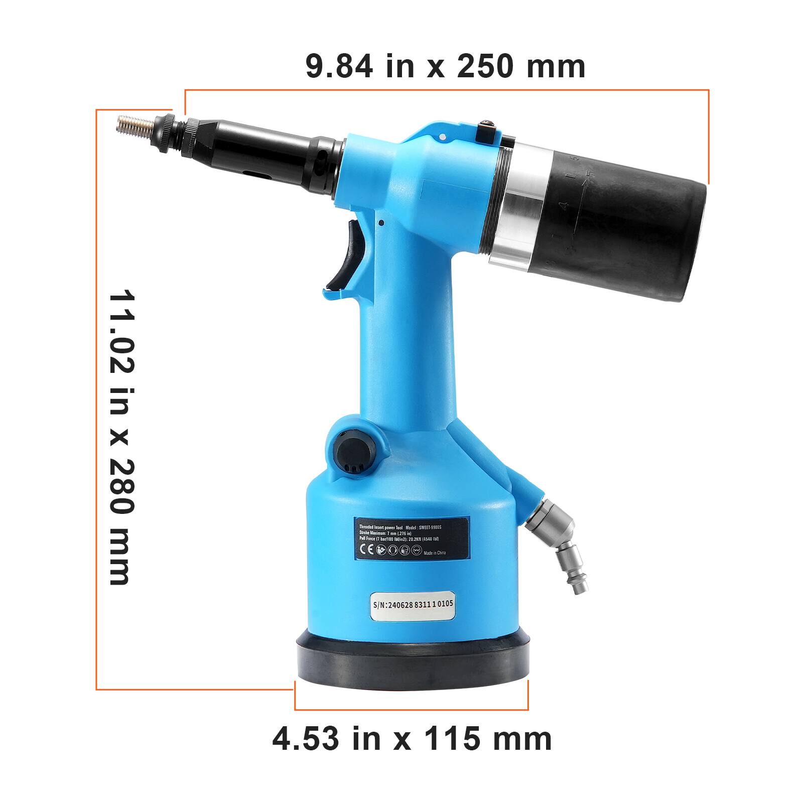 9.84 in x 250 mm  
11.02 in x 280 mm  
4.53 in x 115 mm  
S/N: 240628  
$311  
0105