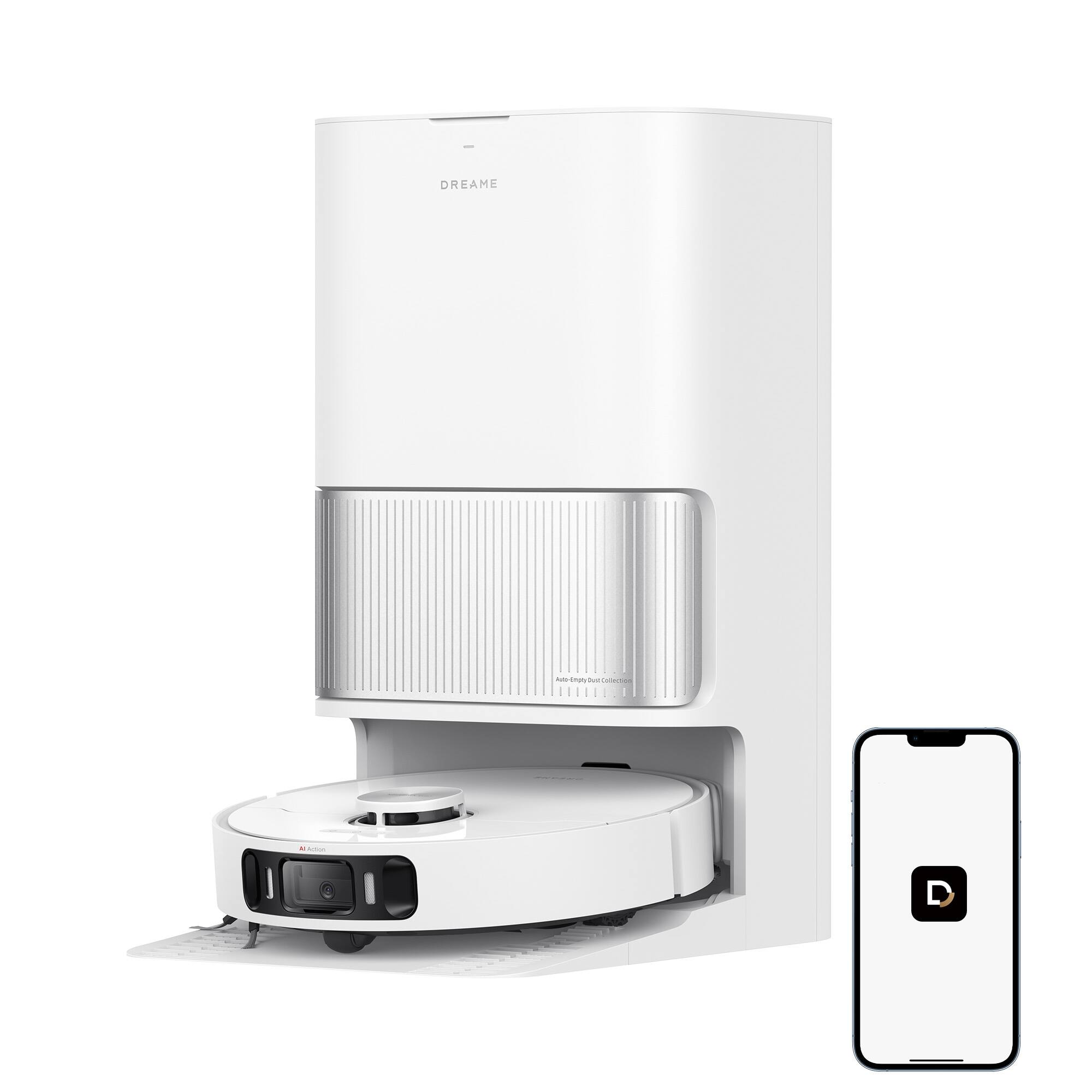 Dreame - GoVac 500 Robot Vacuum and Mop, 19KPa Suction, 167°F Water Self Clean, All-in-1 Station, Tangle-Free, Auto Refill - White