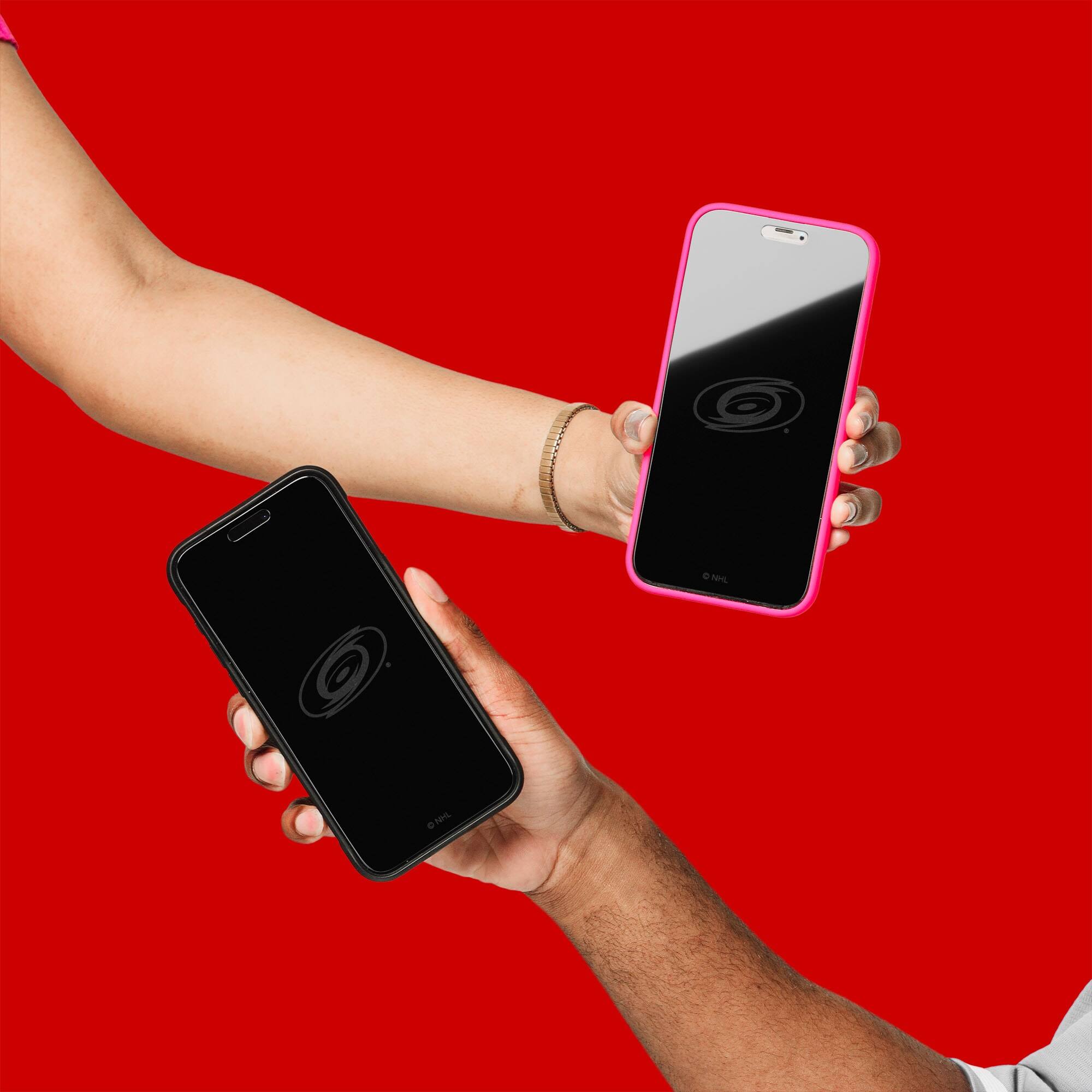 Alt View 2. Screen Skinz - Carolina Hurricanes Disappearing Logo iPhone Screen Protector - 16 Pro - Multicolor.