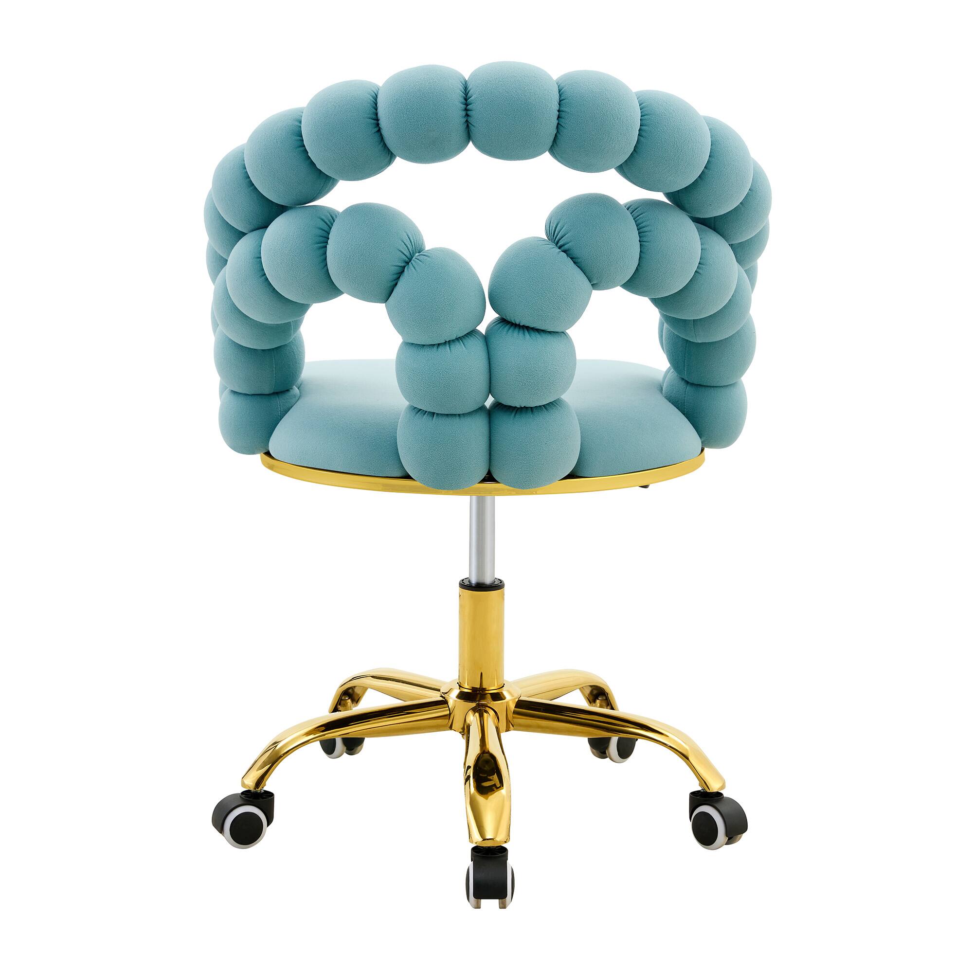 Alt View 8. Loheer - Loheer- Bubble Chair Teal Velvet Office Chair for Home Office and Vanity, Gold Rolling Accent Chair, 2.82 ft - Gold,Teal.