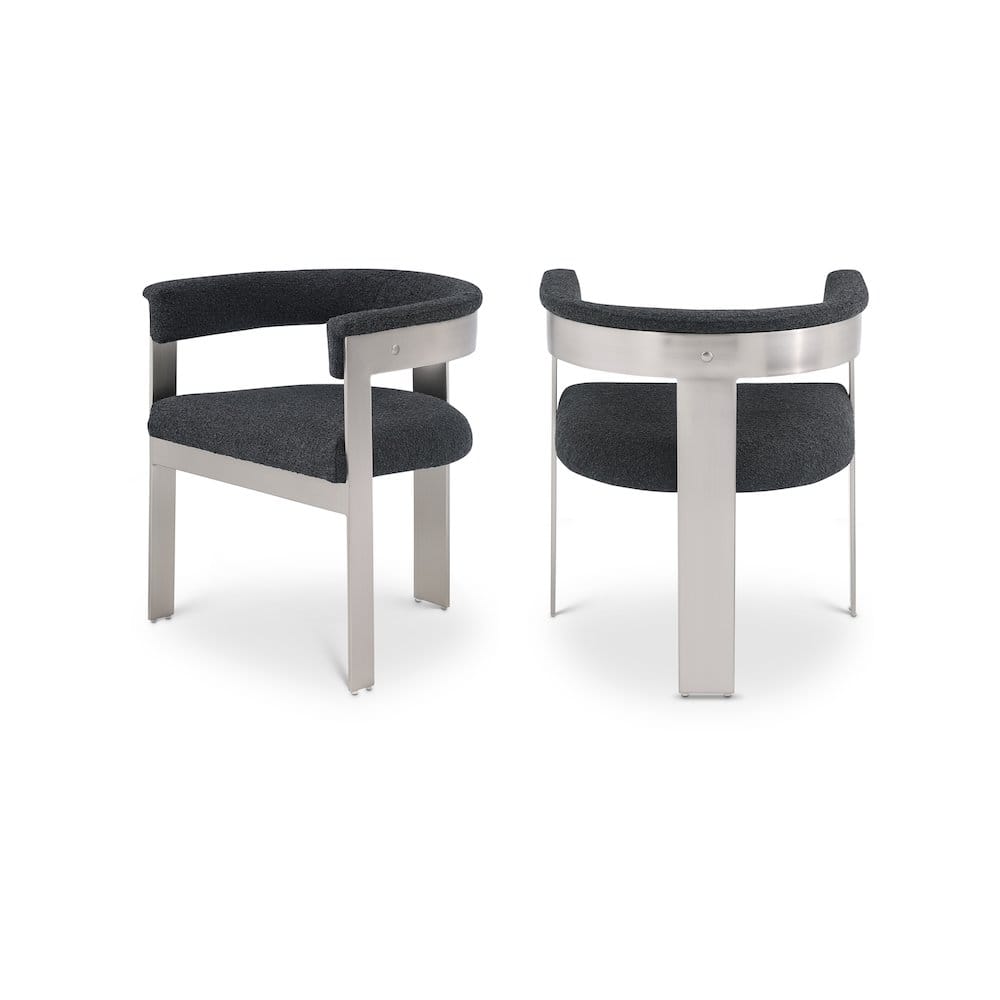 Meridian Furniture - Romeo Boucle Fabric Dining Chair, Set of 2 - Black
