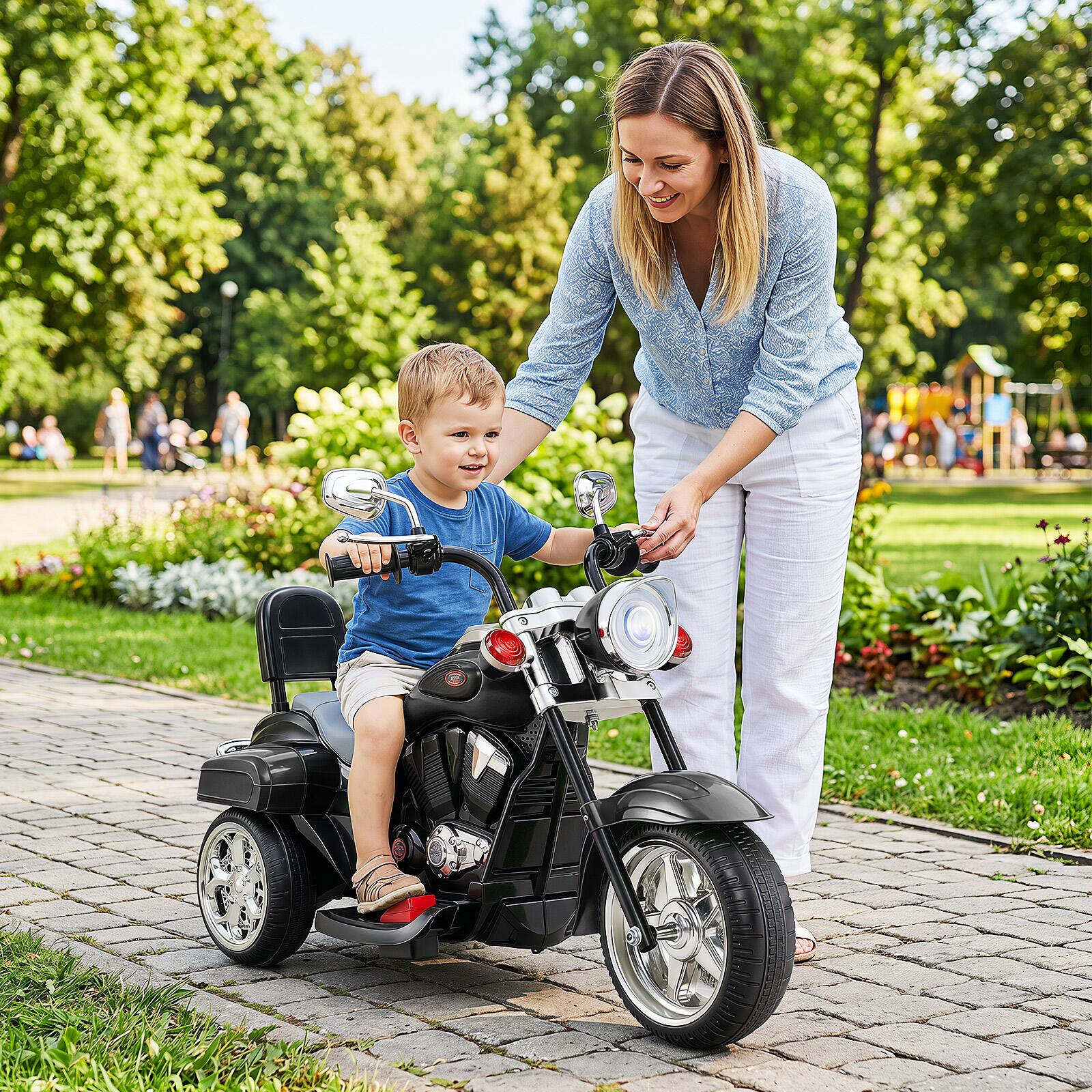 Alt View 1. Gymax - Gymax Kids Motorcycle6V Battery Powered 3-Wheel Electric Motorcycle for Kids w/Horn Black - Black.