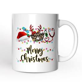 OrnamentallyYou - Plaid Nurse Christmas Mug, Gift for Medical Assistants and Hospital Technicians - White