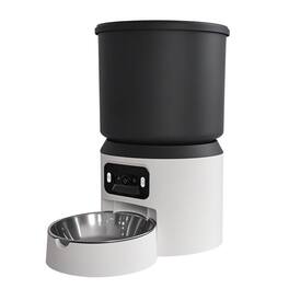 Cluzine - 4L Automatic Pet Feeder, Rechargeable Waterproof, Timer APP Control, Stainless Steel Bowl for Dogs & Cats - Black
