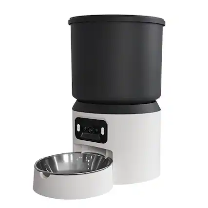 Front. Cluzine - 4L Automatic Pet Feeder, Rechargeable Waterproof, Timer APP Control, Stainless Steel Bowl for Dogs & Cats - Black.