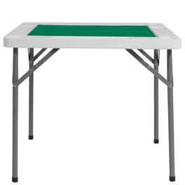 SlickBlue - Square Folding 4-Player Poker Table with Green Felt Top and Cup Holders - Green, White, Grey