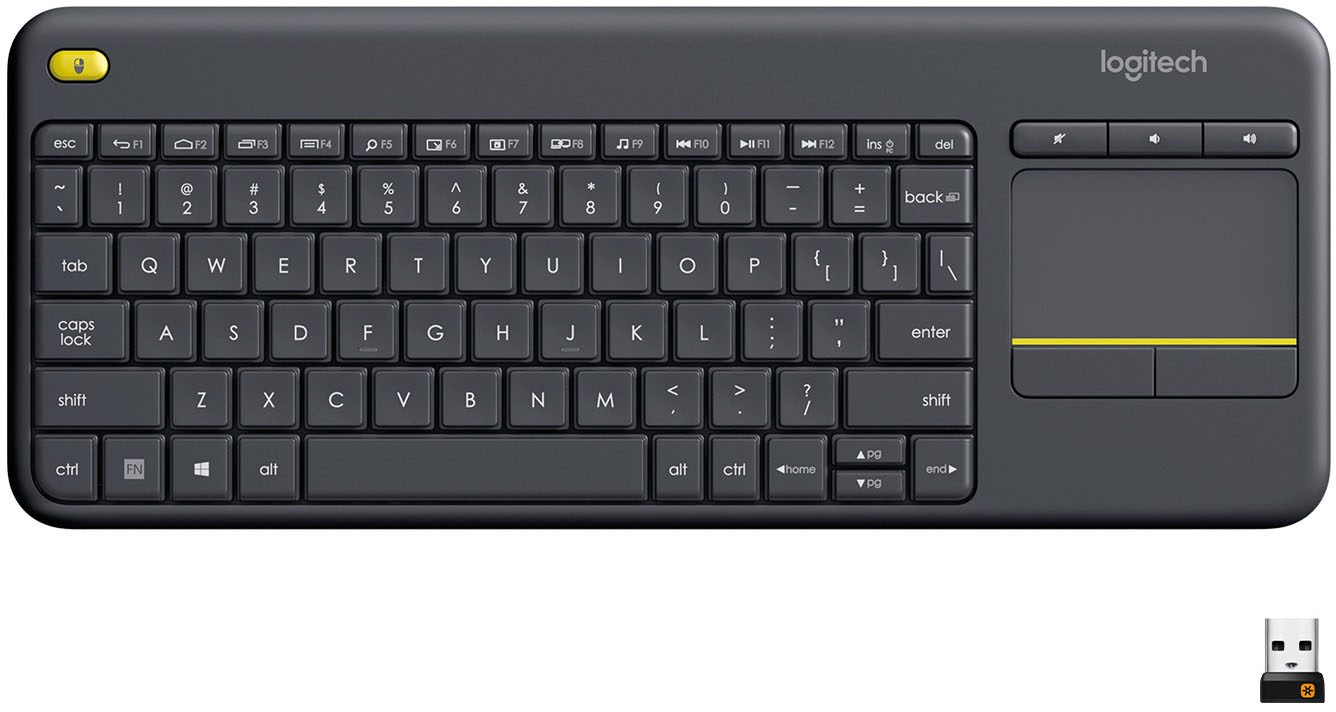 flydende mindre Ballade Logitech K400 Plus TKL Wireless Membrane Keyboard for PC/TV/Laptop/Tablet  with Built-in Touchpad Black 920-007119 - Best Buy