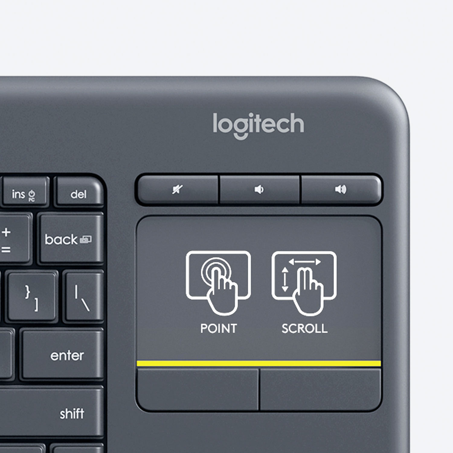 Logitech K400 Plus TKL Wireless Membrane Keyboard for with Built-in Touchpad Black 920-007119 - Best Buy