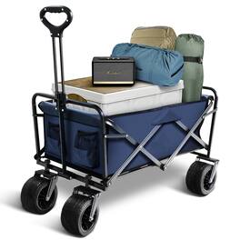 Bestier - Heavy-Duty Wagon Cart with Adjustable Handlebar Bottle Holders & Storage Pocket - Blue