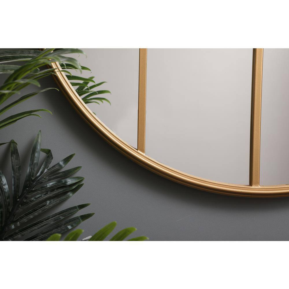 Back. Elegant Decor - Metal windowpane mirror 32 inch x 32 inch in Brass - Brass.