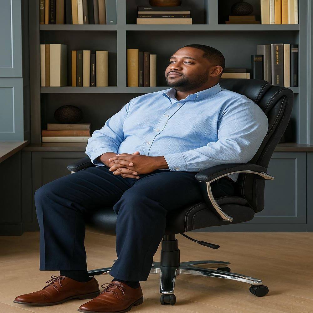 Alt View 5. Kadyn - High Back PU Leather Office Chair, Ergonomic Lumbar Support, 4-Level Gas Lift, Executive Desk Chair, Black - Black.