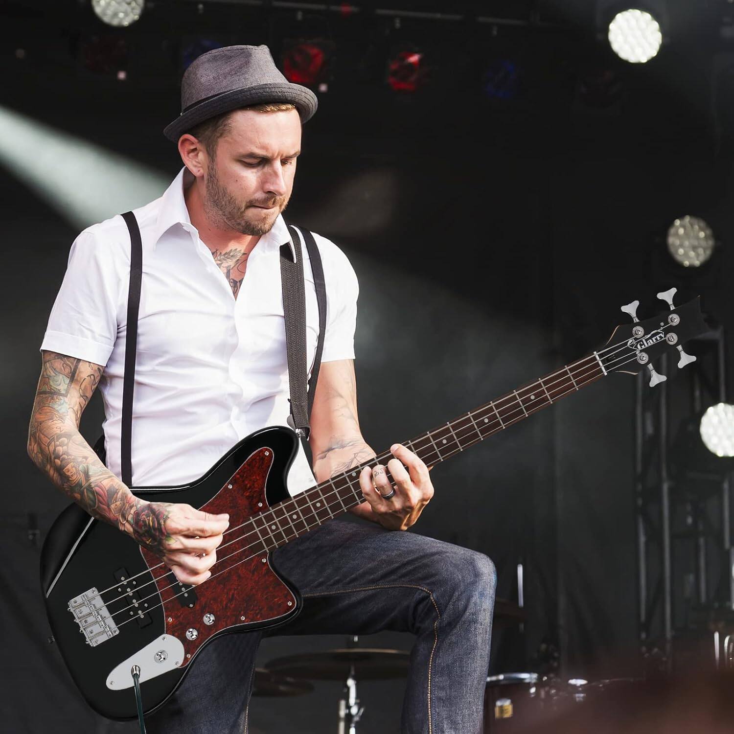 Back. Winado - 4 String Electric Bass Guitar Beginner Kit w/20w Amp,with Digital Tuner,Amp Cable.