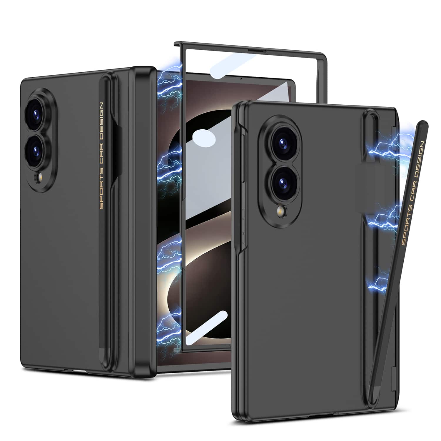 Dteck - for Samsung Galaxy Z Fold8 Hinge Case with Screen Protector & Stylus Pen,Slim Shockproof Magnetic Pen Holder Back Cover - Black price history on PriceWatchPro
