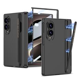 Dteck - for Samsung Galaxy Z Fold8 Hinge Case with Screen Protector & Stylus Pen,Slim Shockproof Magnetic Pen Holder Back Cover - Black