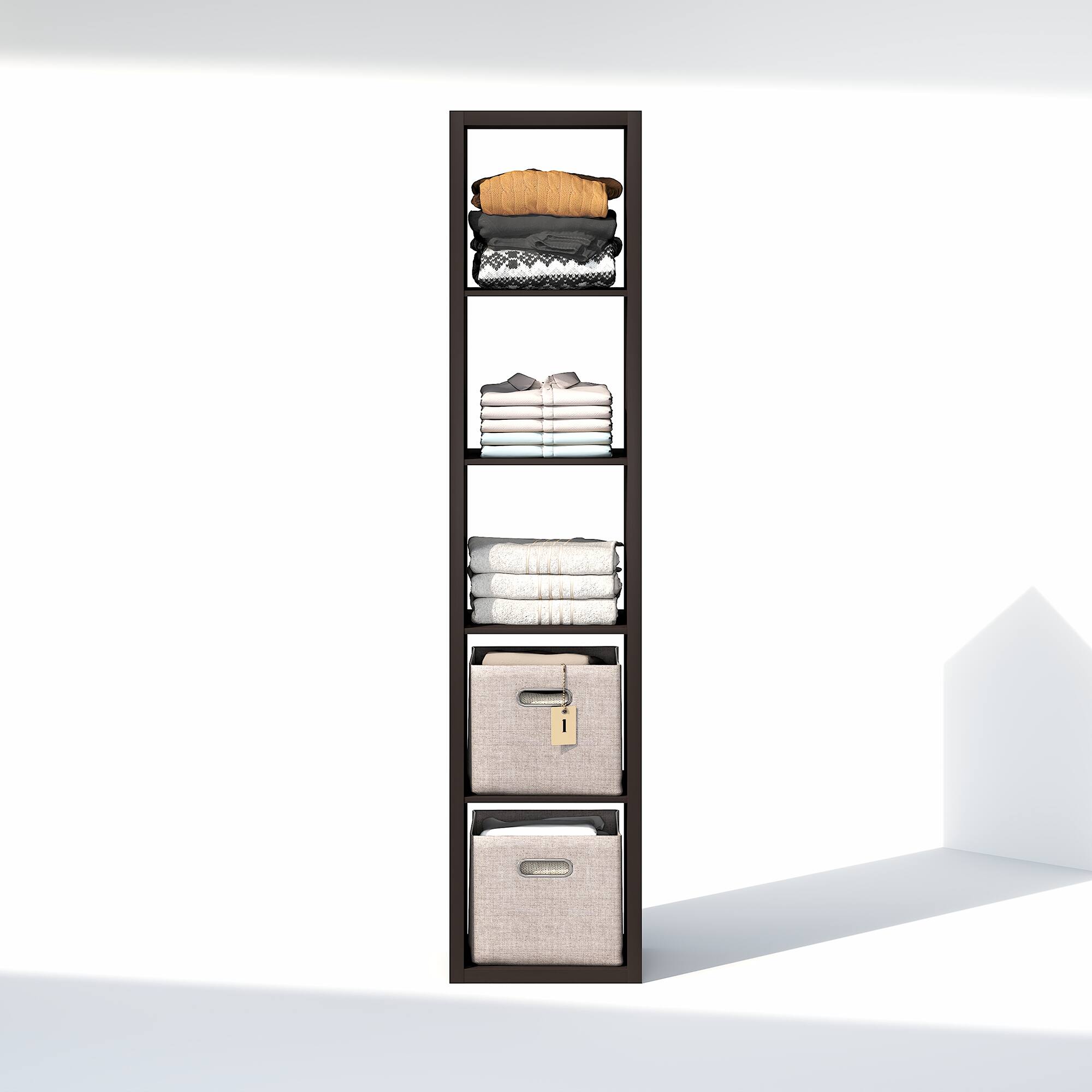 Alt View 3. Furinno - CUBIC Closet Organizers, 5-Cube Open Closet Organizer, Extra Thick Frame, for Wardrobe, Bedroom, Living Room - Black Dark Oak.