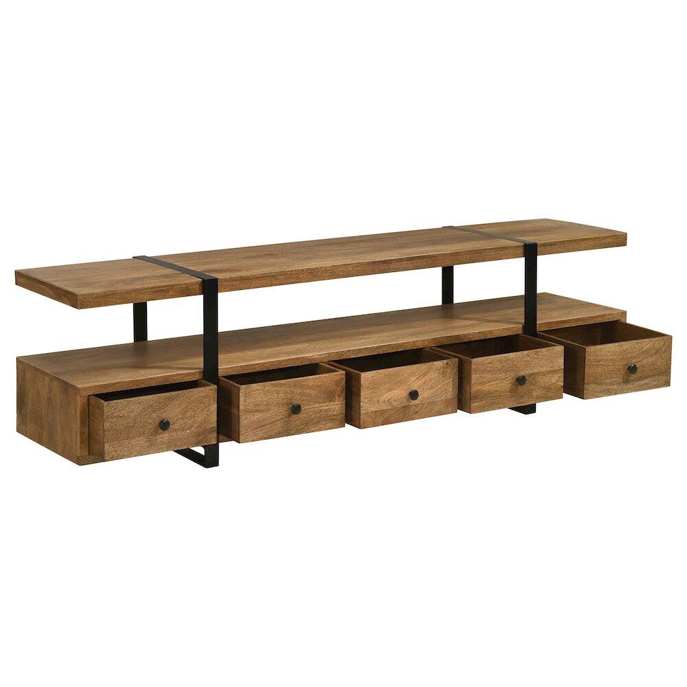 Alt View 2. Coaster Co. of America - Otto 5-drawer Mango Wood 70" TV Stand Media Console Brown - Brown.