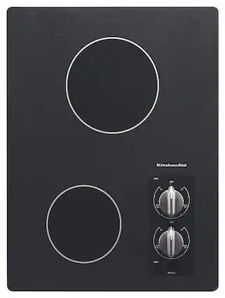 Front. KitchenAid - 15" Built-In Electric Cooktop with 2 Radient Elements - Black.