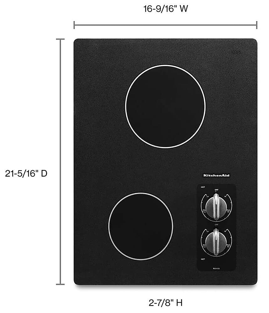 Alt View 11. KitchenAid - 15" Built-In Electric Cooktop with 2 Radient Elements - Black.