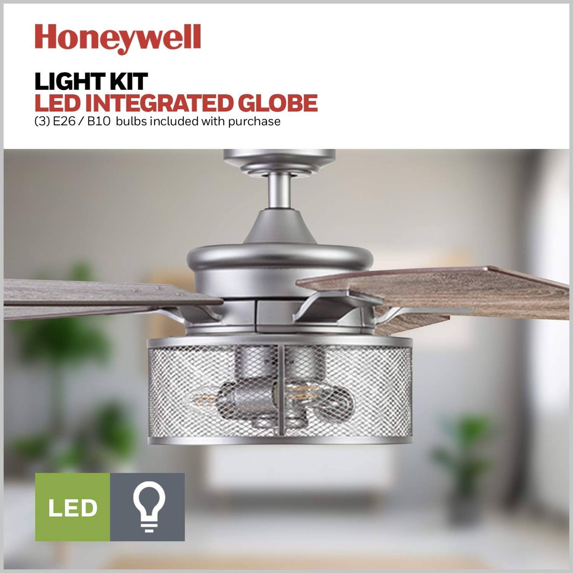 Honeywell LIGHT KIT LED INTEGRATED GLOBE (3) E26 / B10 bulbs included with purchase LED
