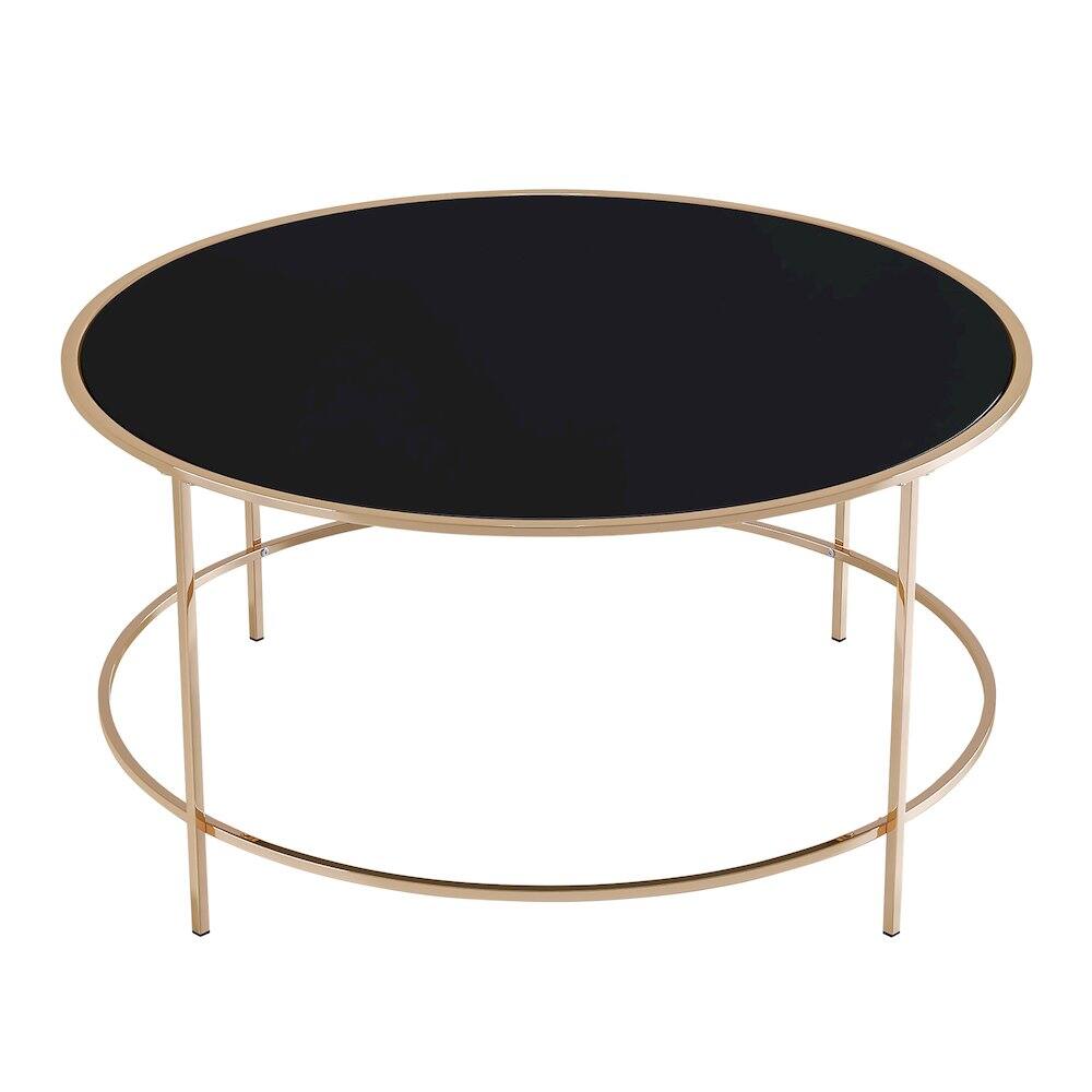 Alt View 2. Furniture of America - Rockbel Contemporary Glass Top Round Coffee Table - Gold.