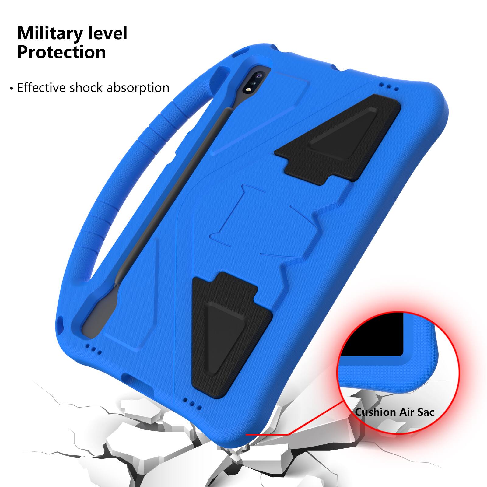 Military level Protection  
Effective shock absorption  
Cushion Air Sac
