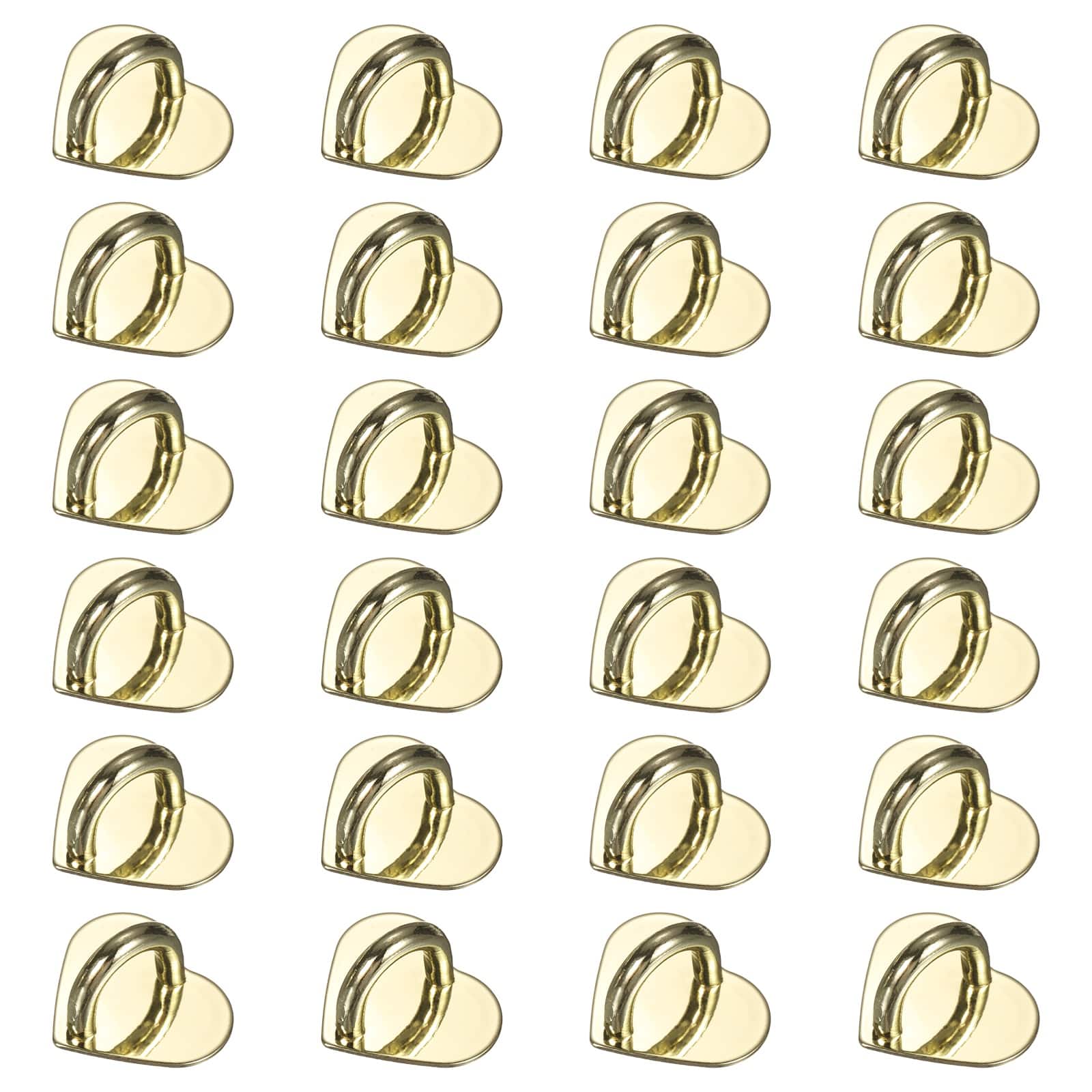 Unique Bargains - Metal Phone Charm Hook 0.8", 24pcs Adhesive Heart Shaped Finger Grip for Smartphones Keychain Tablet Case Accessories - Gold