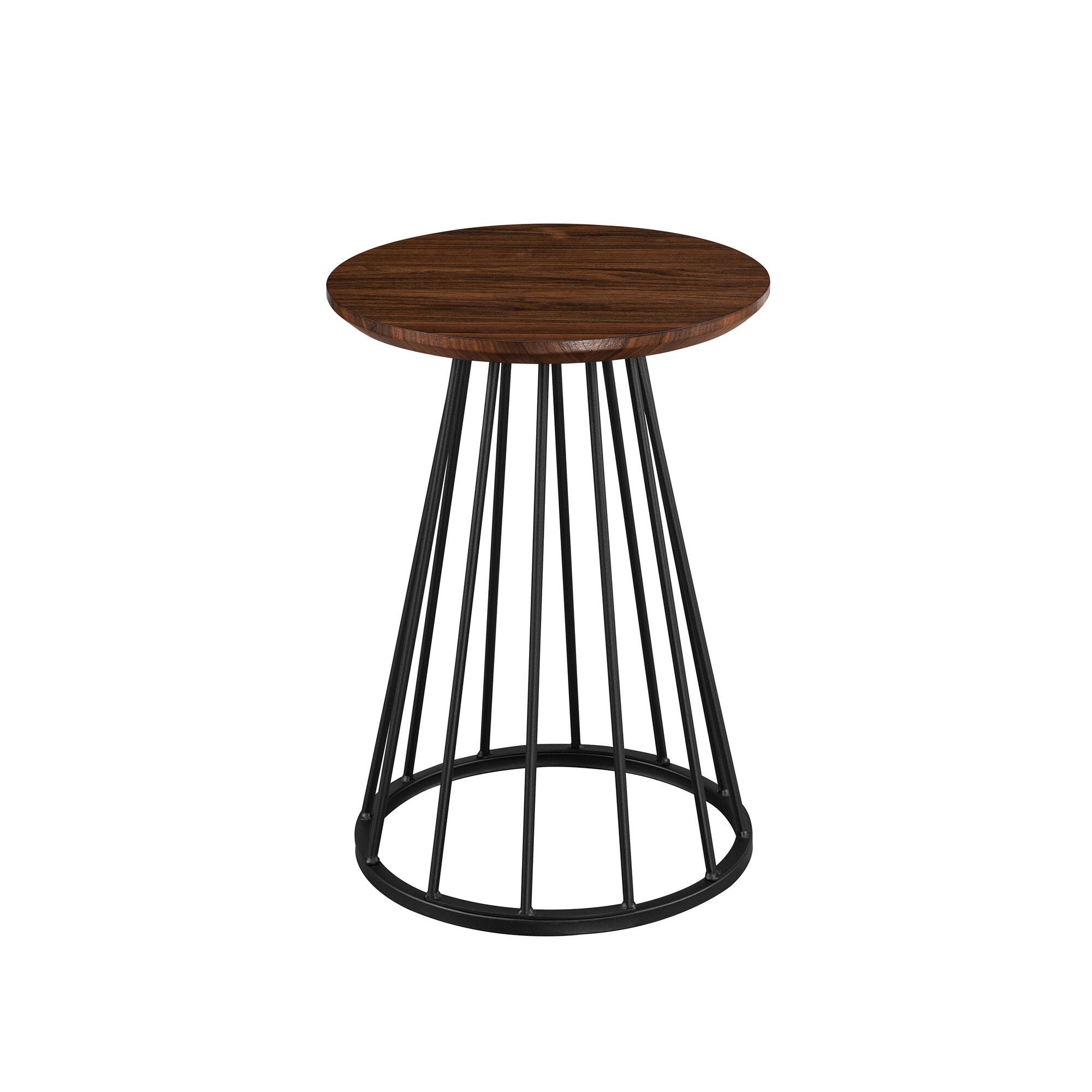 Front. Walker Edison - Modern Round Cage-Leg Side Table - Dark Walnut.