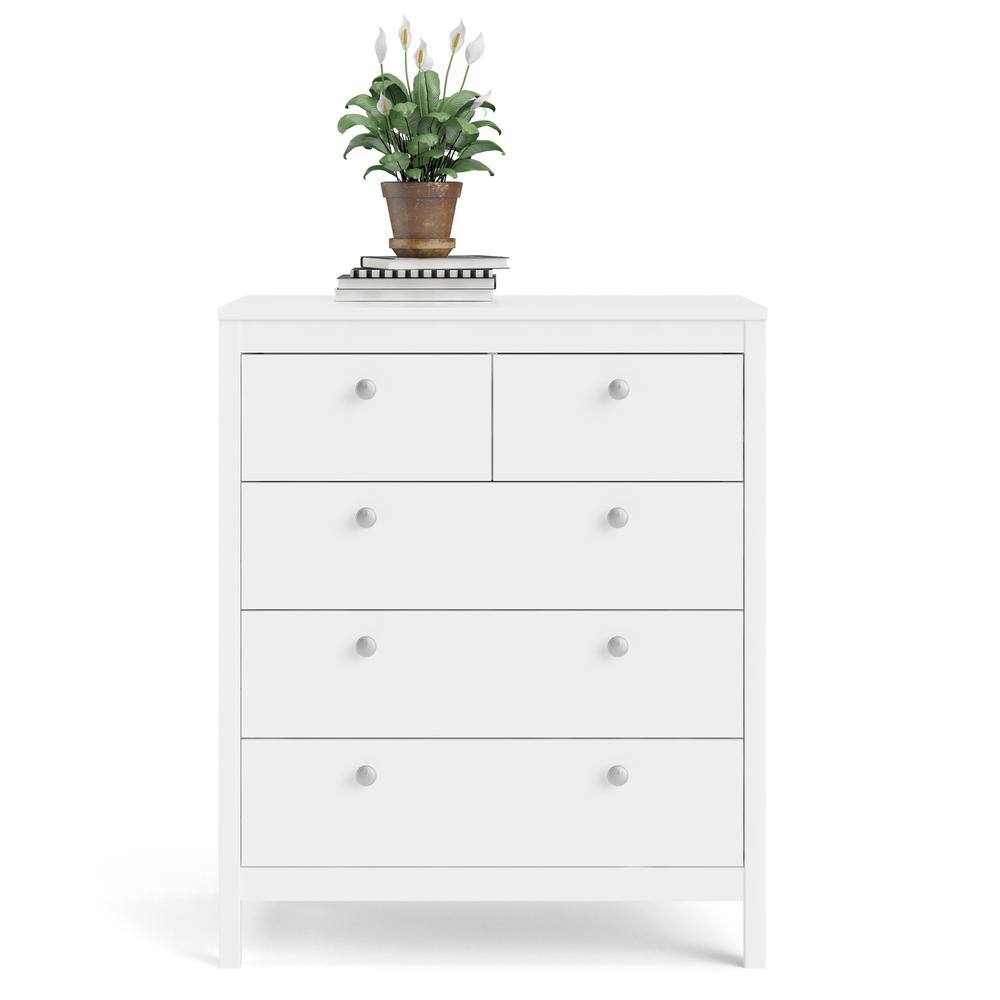 Alt View 2. Tvilum - Madrid 5 Drawer Chest - White.