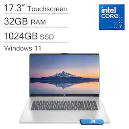 HP - Essential 17 17.3" HD+ Touchscreen Laptop - Intel Core 7 with 32GB Memory - 1TB SSD - Natural Silver