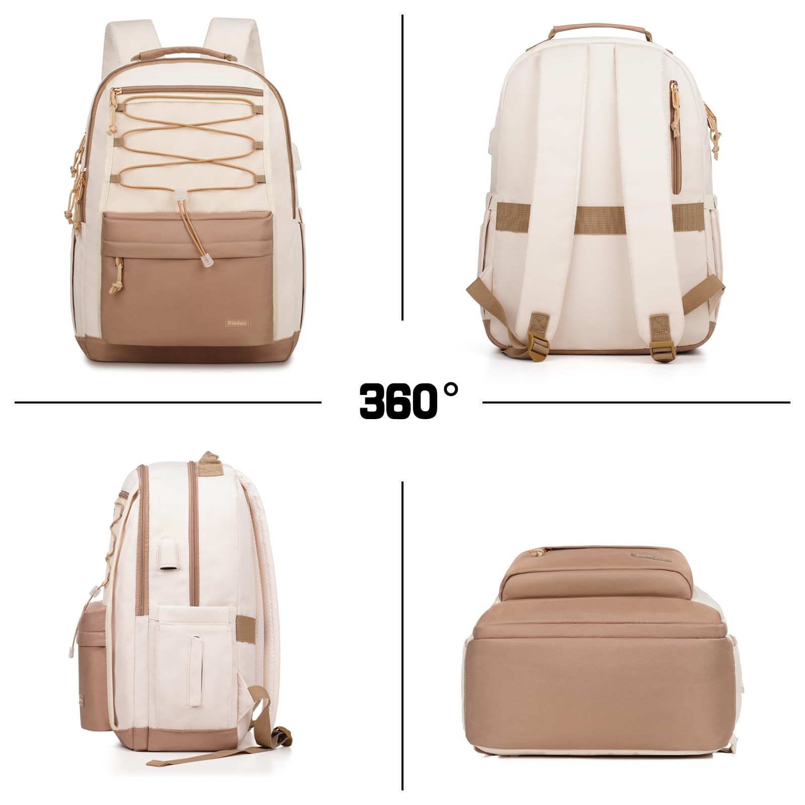 Alt View 3. Live At Space - School Backpack For Teens  Aesthetic College Large Bookbag Women Students Fashion 15 6 Inch Laptop Bag Work Travel - Beige Khaki-17.3 inch.