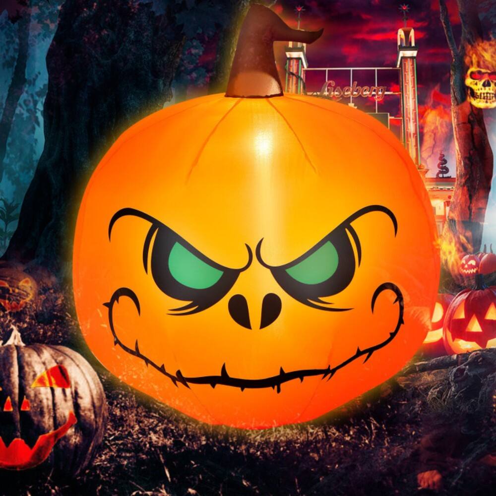 Alt View 1. Boyel Living - 4ft Halloween Yard Glowing Inflatable Pumpkin with Built-In LED Light - Orange.