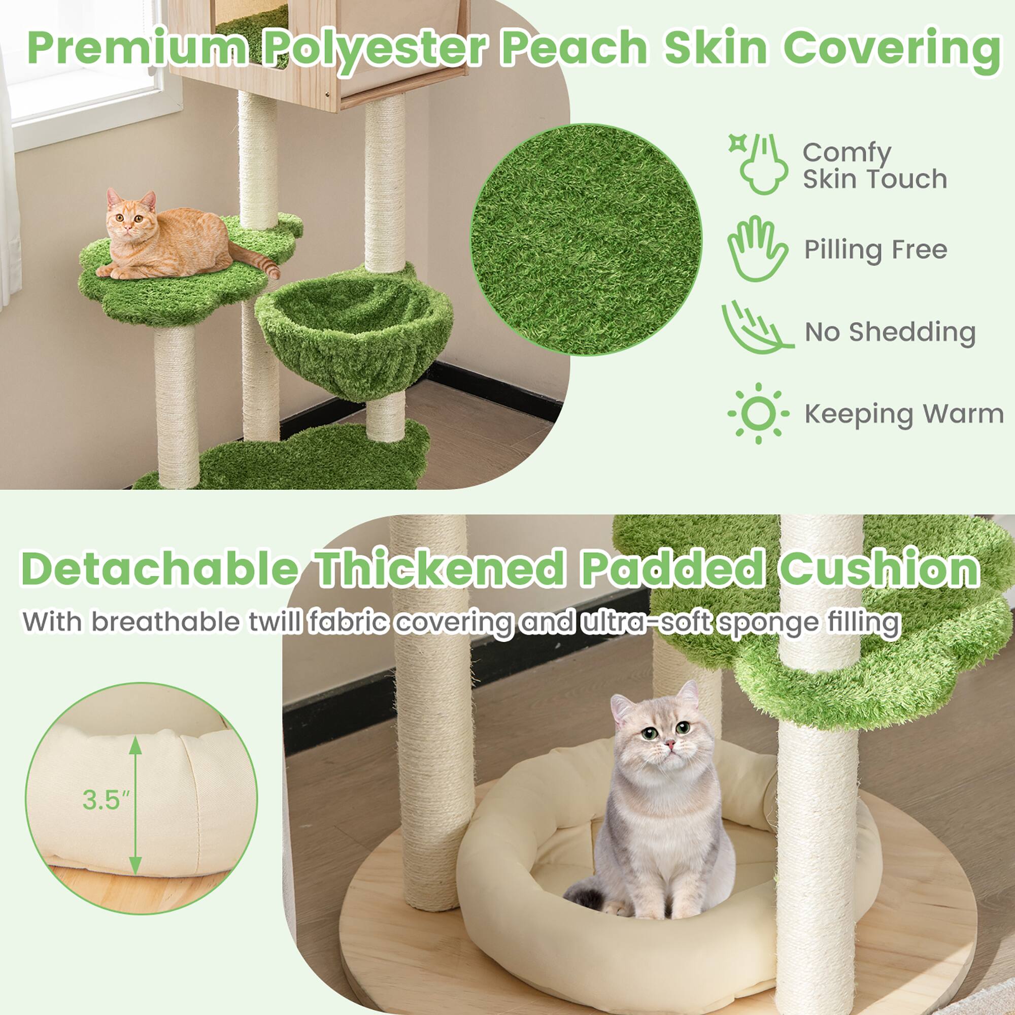 Premium Polyester Peach Skin Covering  
- Comfy Skin Touch  
- Pilling Free  
- No Shedding  
- Keeping Warm  

Detachable Thickened Padded Cushion  
- With breathable twill fabric covering and ultra-soft sponge filling  
- 3.5"