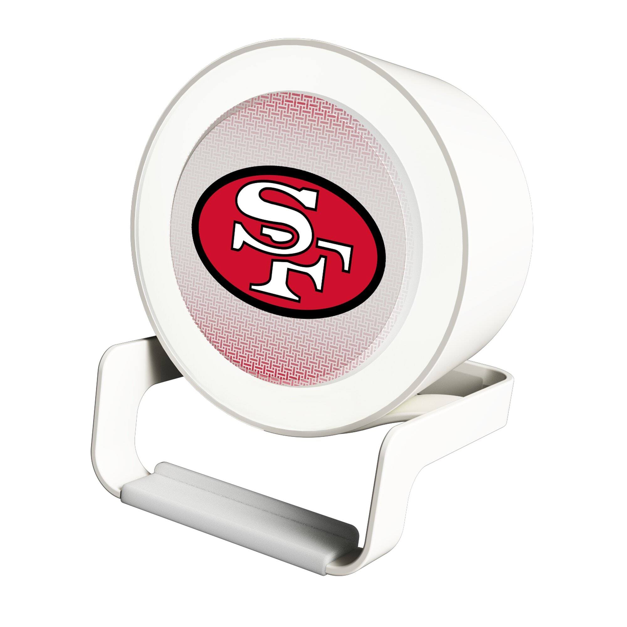 Front. Keyscaper - San Francisco 49ers Linen Print Nightlight Charger & Bluetooth Speaker - White.