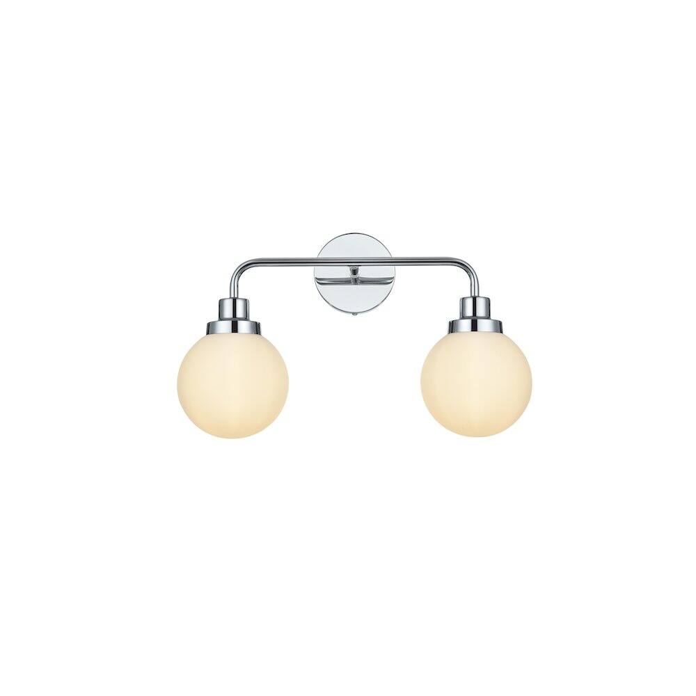 Back. Living District - Hanson 19 inch Wall Sconce in Chrome - Chrome And Opal White.