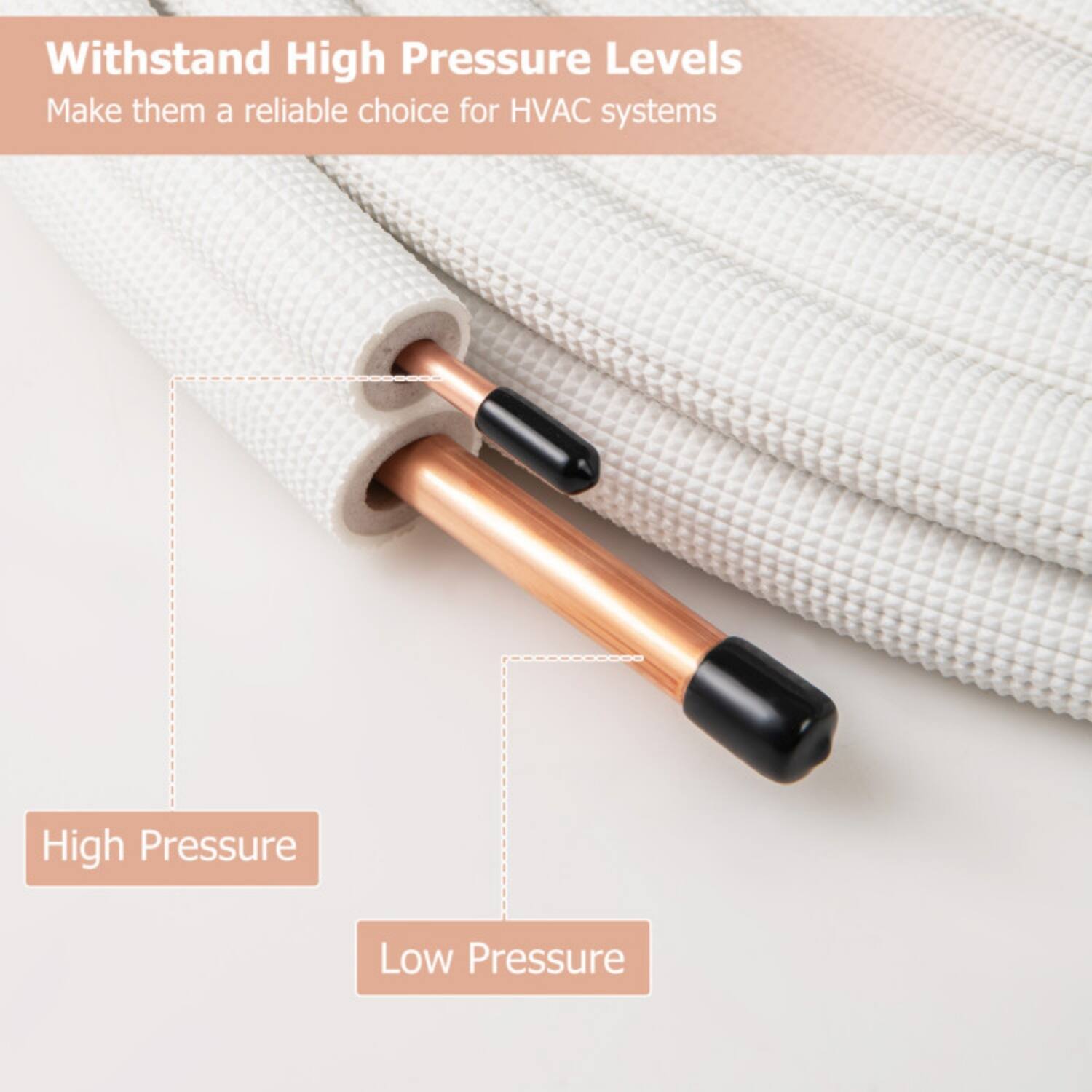 Withstand High Pressure Levels  
Make them a reliable choice for HVAC systems  

High Pressure  
Low Pressure