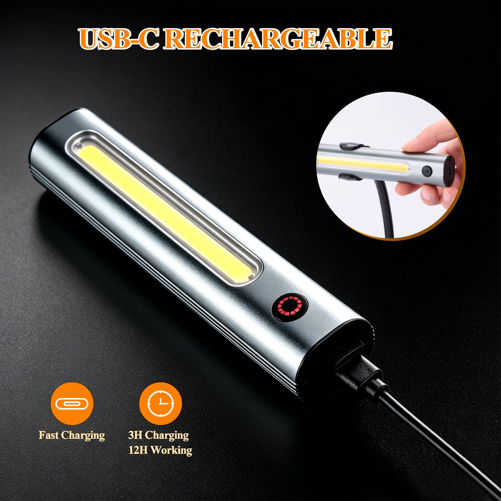USB-C RECHARGEABLE

Fast Charging
3H Charging
12H Working
