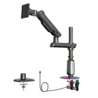 HUANUO - Single Monitor Desk Mount with Mechanical Spring Arm, Integrated LED Light, & Supports up to a 57” Monitor - Black - Front_Zoom