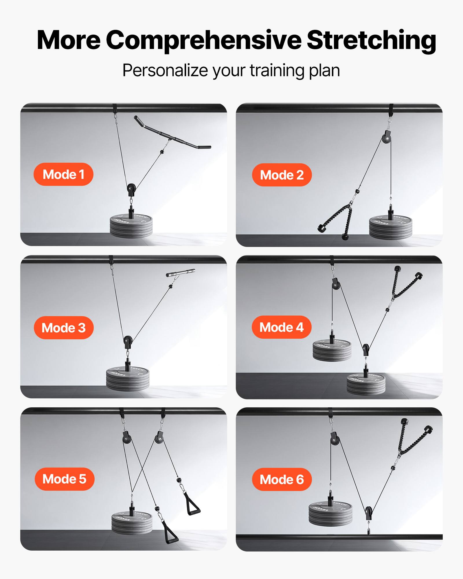 More Comprehensive Stretching  
Personalize your training plan  

Mode 1  
Mode 2  
Mode 3  
Mode 4  
Mode 5  
Mode 6